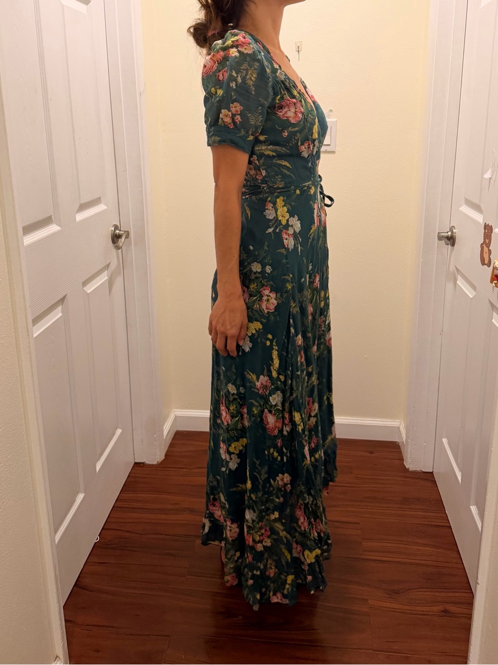 Lauren Ralph Lauren Teal Floral Wrap Maxi Dress